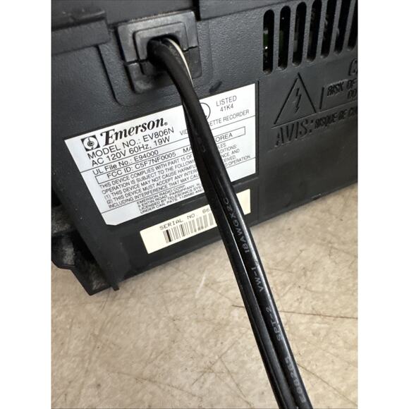 Emerson EV806N VCR 4-head Video Cassette Recorder VHS TAPE Player FULLY TESTED - Picture 7 of 9